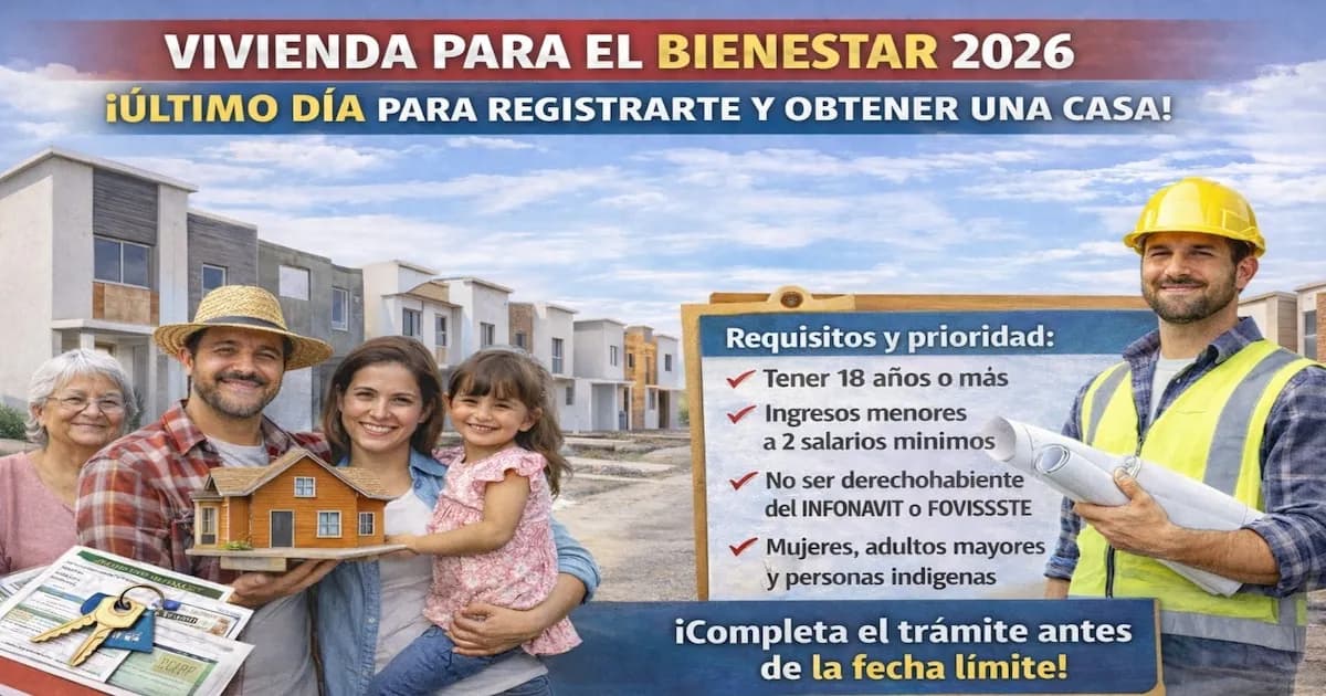 Último día para registrarse en el programa Vivienda para el Bienestar 2026