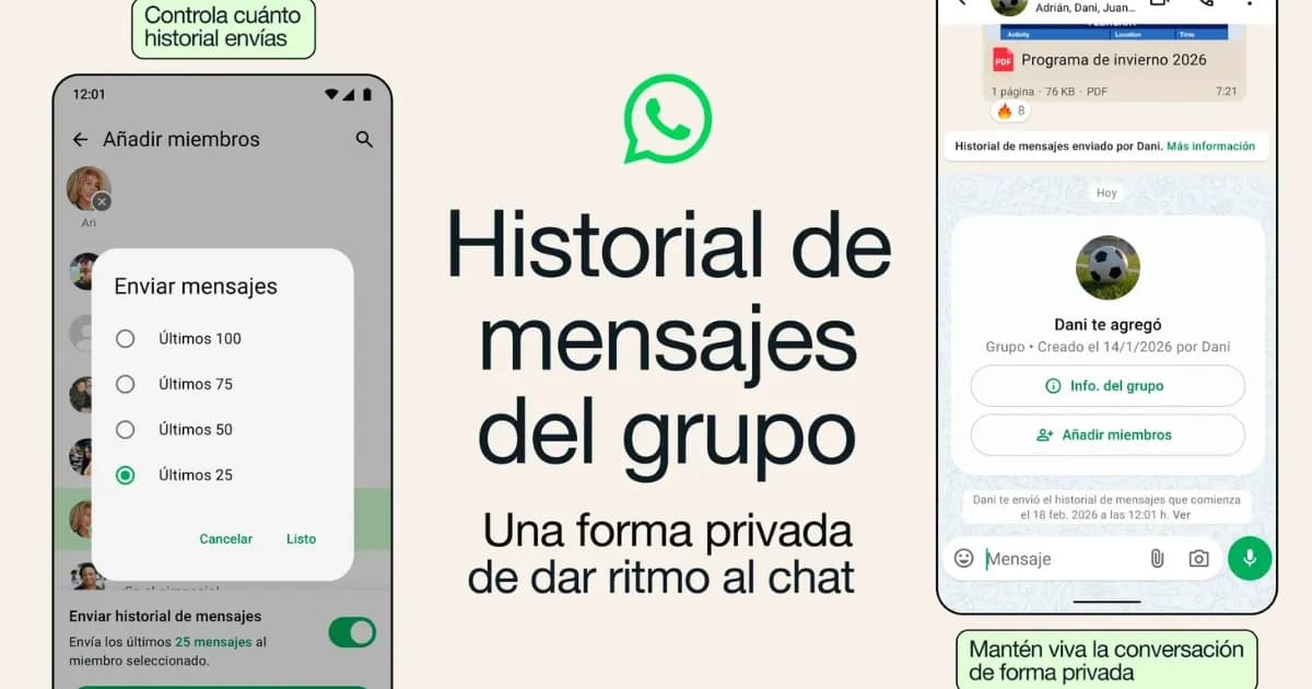 WhatsApp permite a nuevos miembros acceder a mensajes antiguos en grupos
