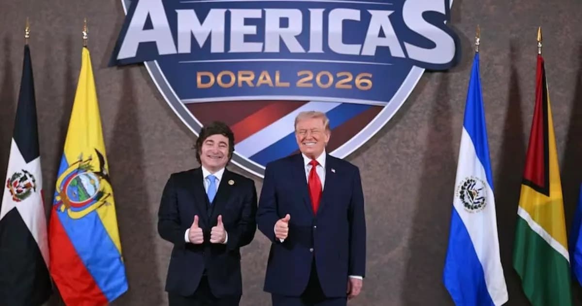 Javier Milei asiste a la cumbre 'Escudos de las Américas' junto a Donald Trump