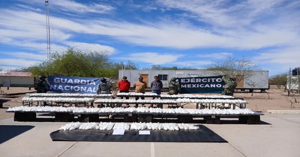 Detenidos tres hombres con más de 500 kg de metanfetamina en Sonora