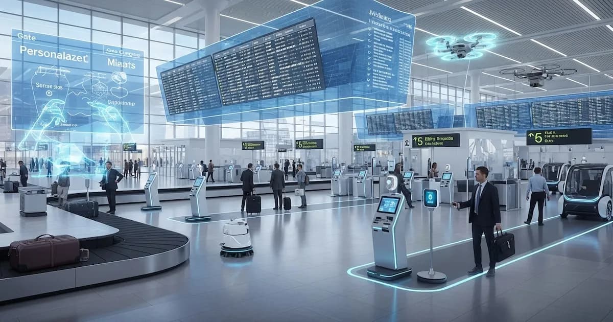 La inteligencia artificial transforma la experiencia en aeropuertos con robots y gemelos digitales