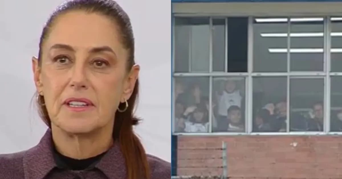 Sheinbaum detiene su conferencia para saludar a estudiantes de secundaria