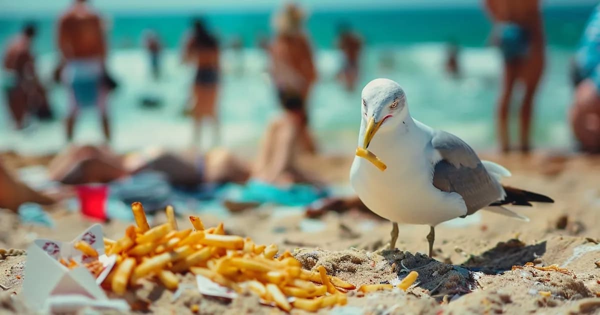 Aumento del robo de comida por gaviotas en ciudades costeras