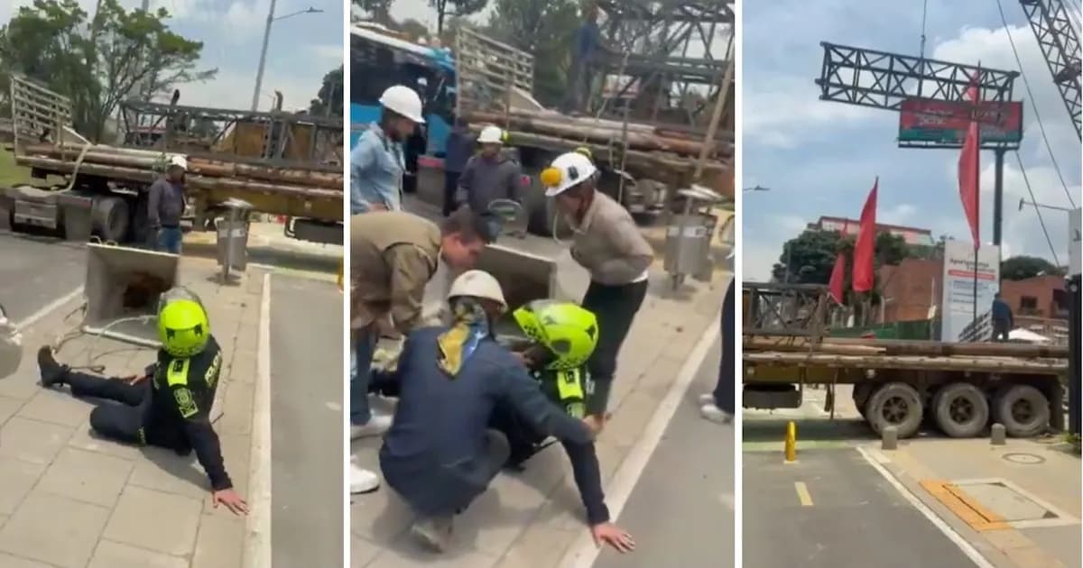 Escolta de concejal de Bogotá sufre grave accidente durante inspección de obra en video impactante