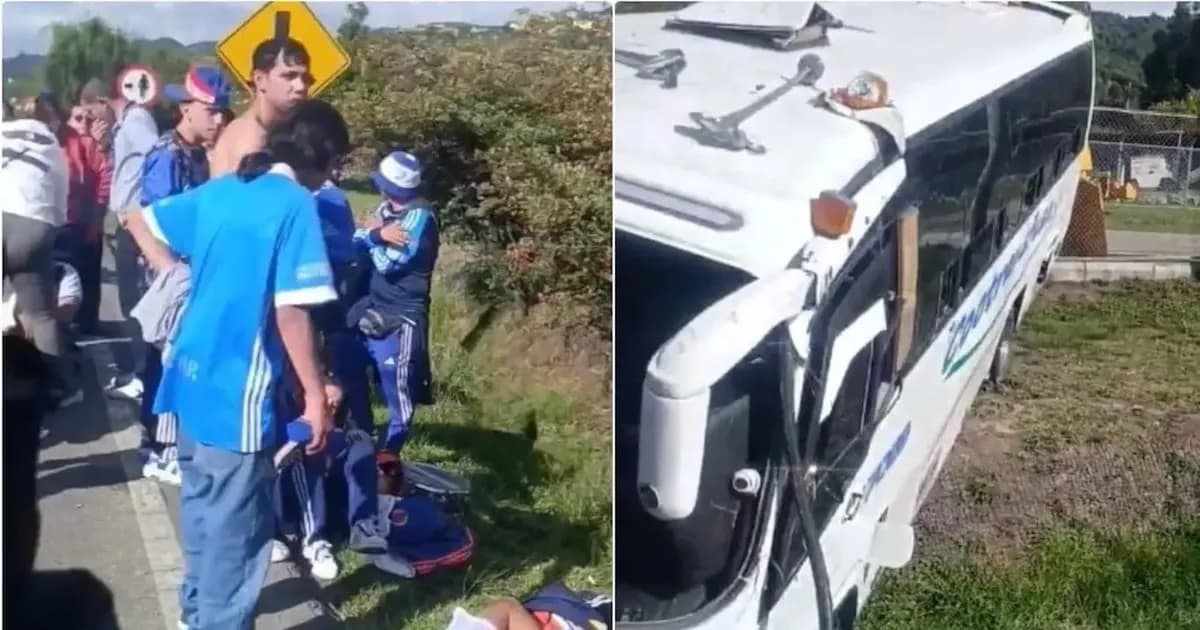 Accidente de bus con hinchas de Millonarios en la ruta Bogotá-Tunja deja heridos