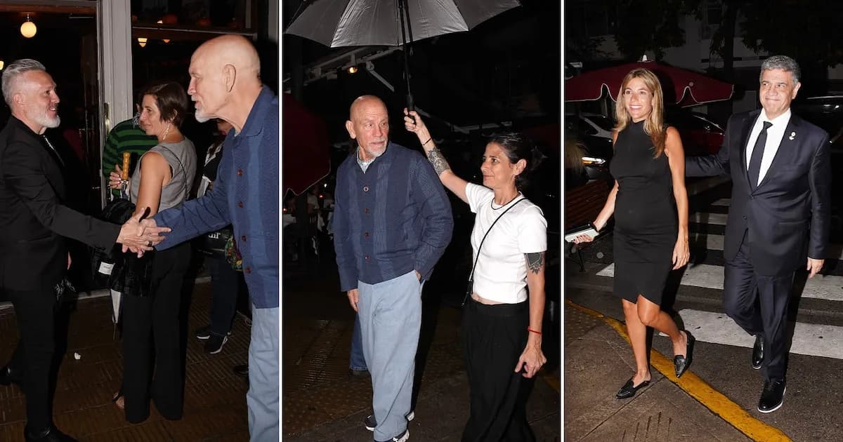 John Malkovich llega a Buenos Aires en una noche lluviosa junto a Jorge Macri y María Belén Ludueña