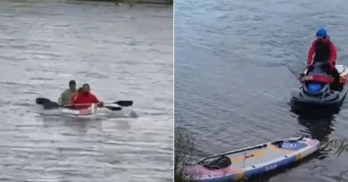 Rescate en Neuquén: Dos hombres atrapados en el río Limay por el viento