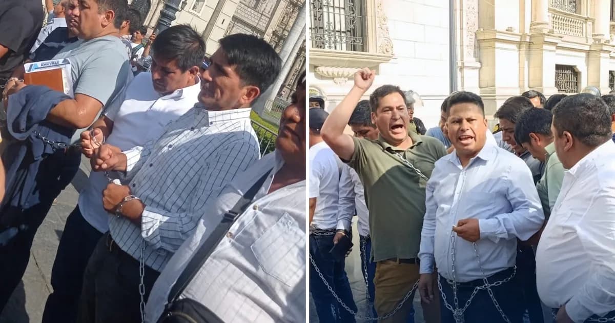 Alcaldes del Vraem protestan encadenados en Palacio de Gobierno por abandono estatal