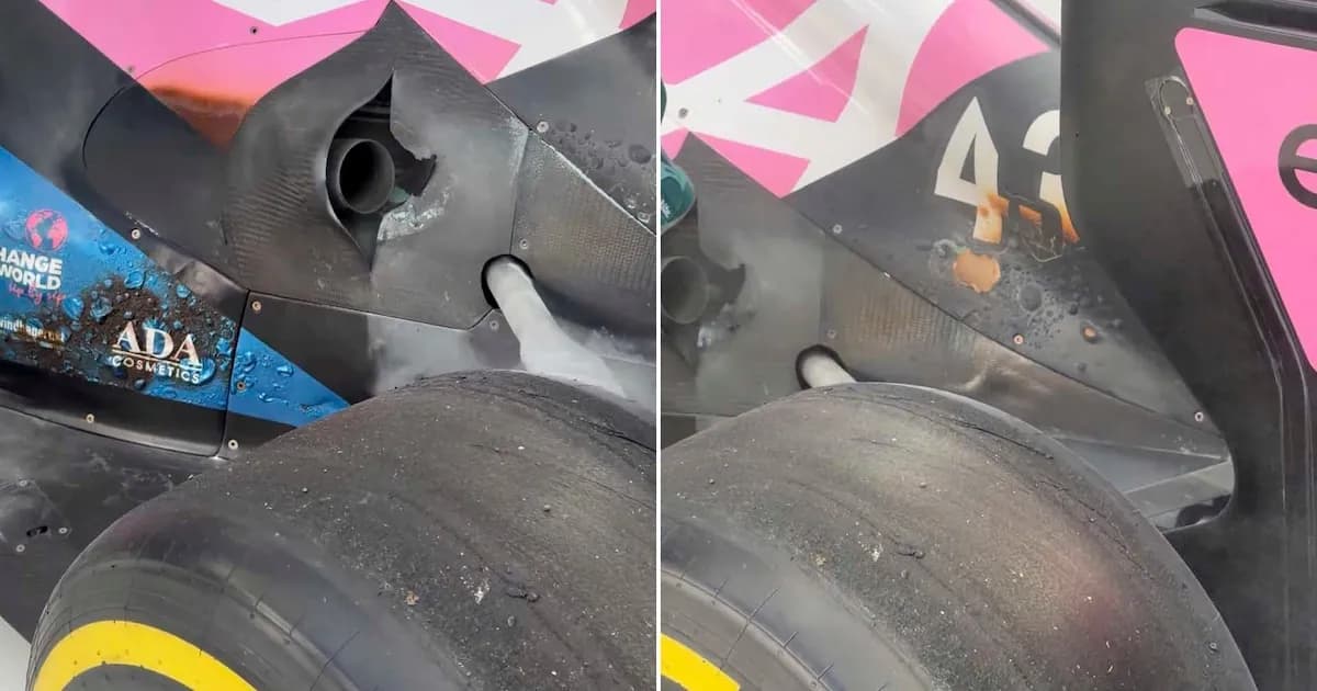 El emocionante cierre de la exhibición de Colapinto: un incendio y un Lotus desgastado