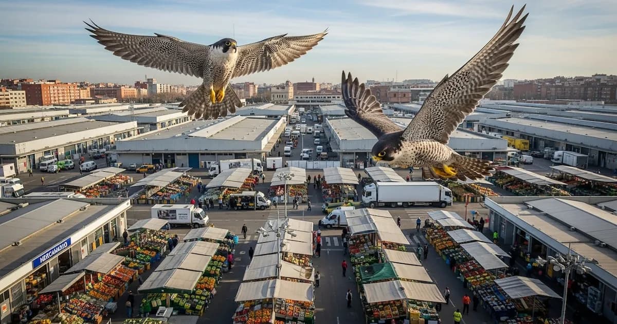 El secreto mejor guardado del mercado más grande de España: un grupo de halcones para proteger las 150.000 toneladas de pescados que se venden