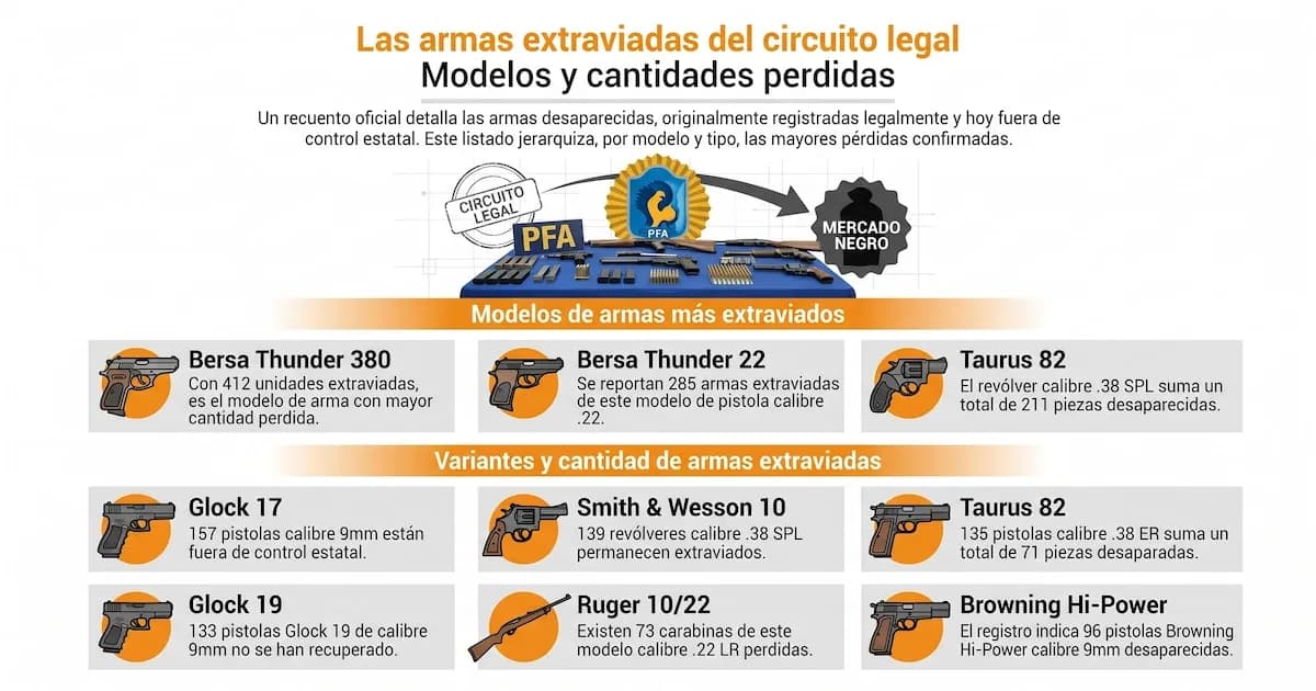 Red de tráfico de armas: desvío de 2.269 unidades al mercado negro en Argentina y más allá