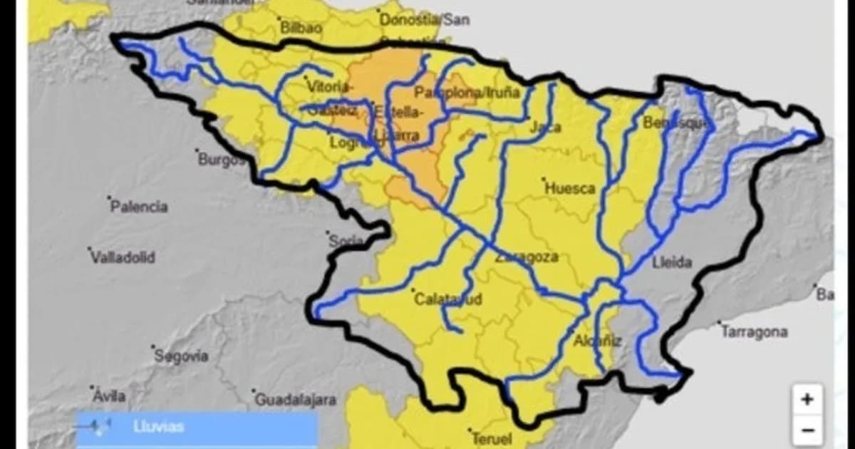 Alertan sobre posibles crecidas repentinas en la Cuenca del Ebro debido a fuertes lluvias