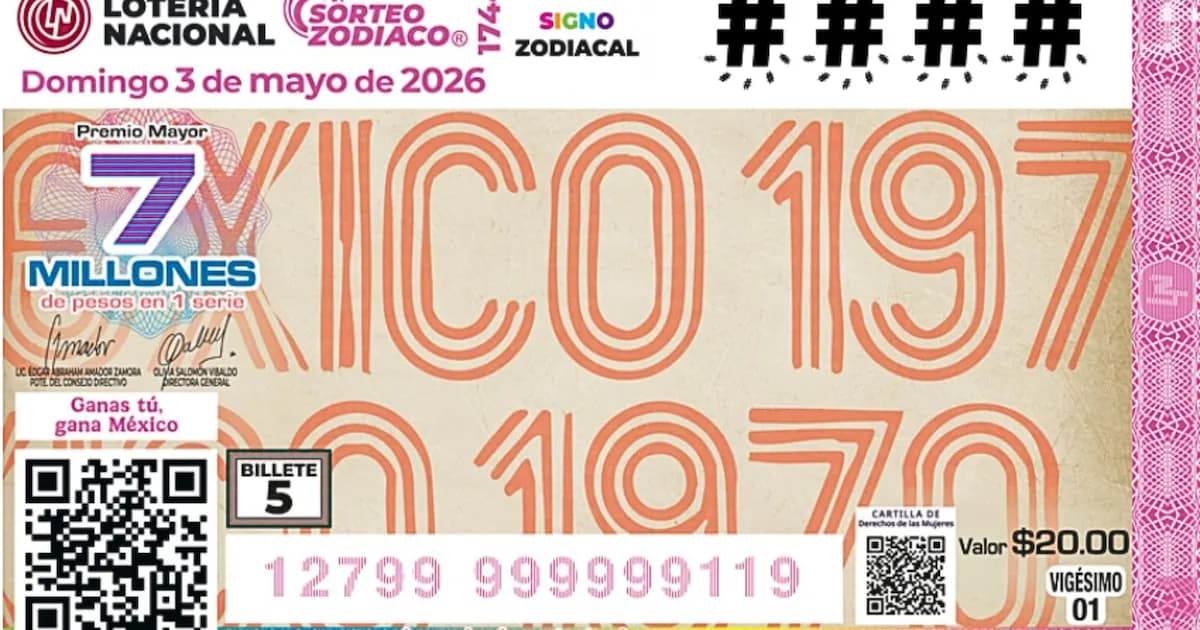 Lotería Nacional de México: Resultados del Sorteo Zodiaco 1744 del 3 de mayo de 2026
