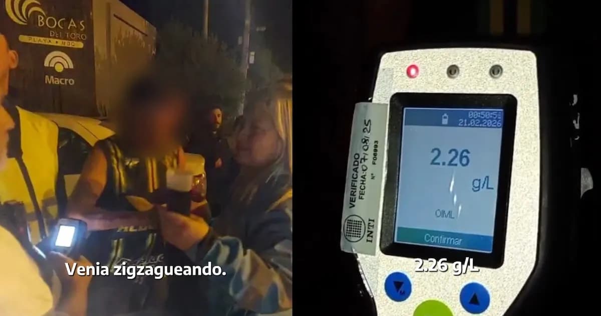 Conductor detenido por manejar en zigzag con 2,26 g/l de alcohol en sangre