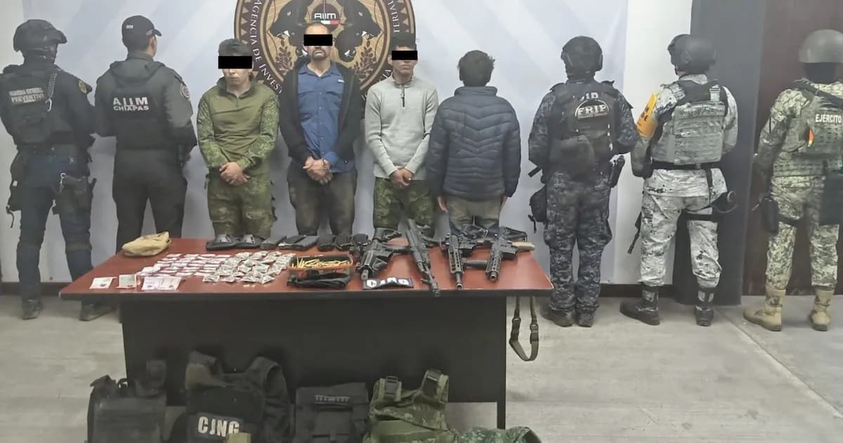 Cuatro miembros del CJNG detenidos en Chiapas, incluido un menor