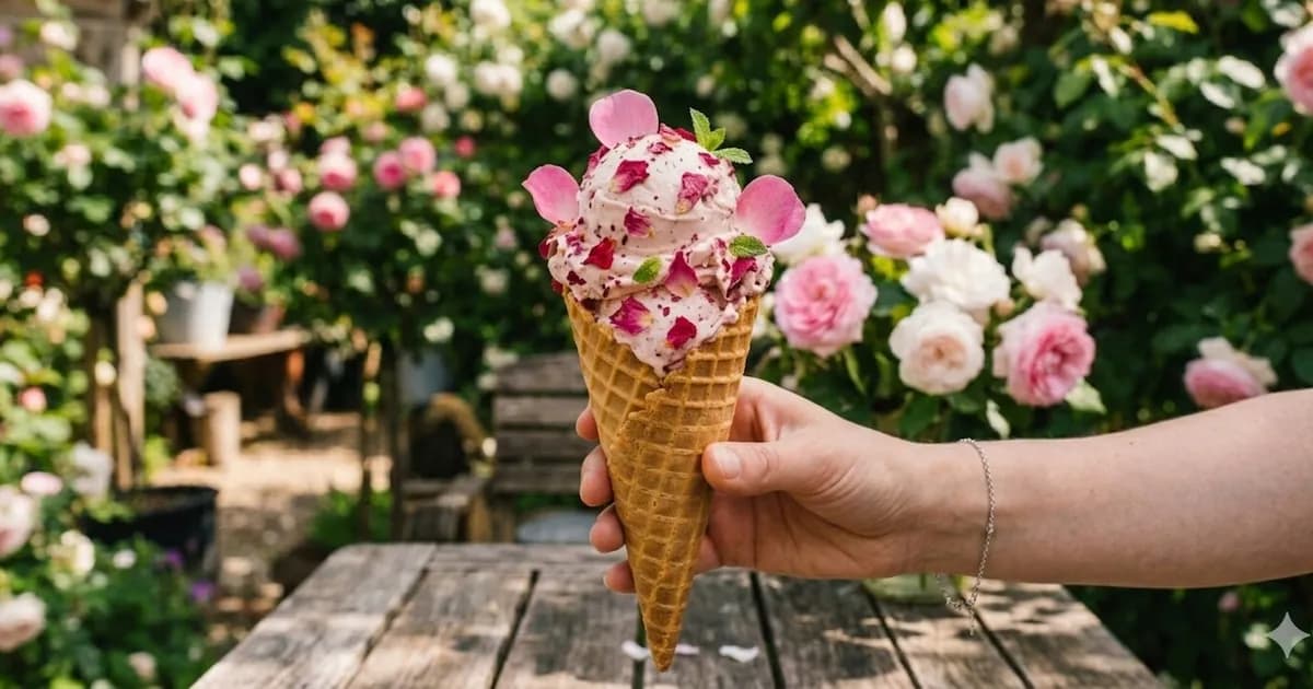 Helado de pétalos de rosa: un postre elegante y lleno de amor