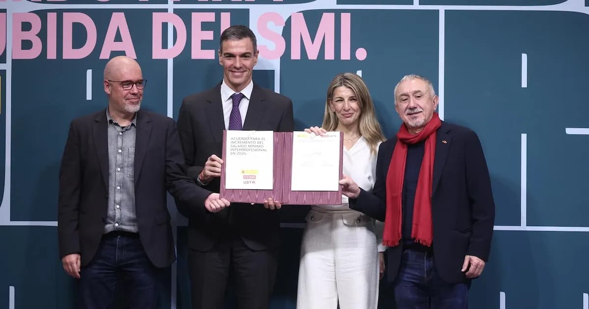 Aumento del salario mínimo interprofesional a 1.221 euros desde enero de 2026