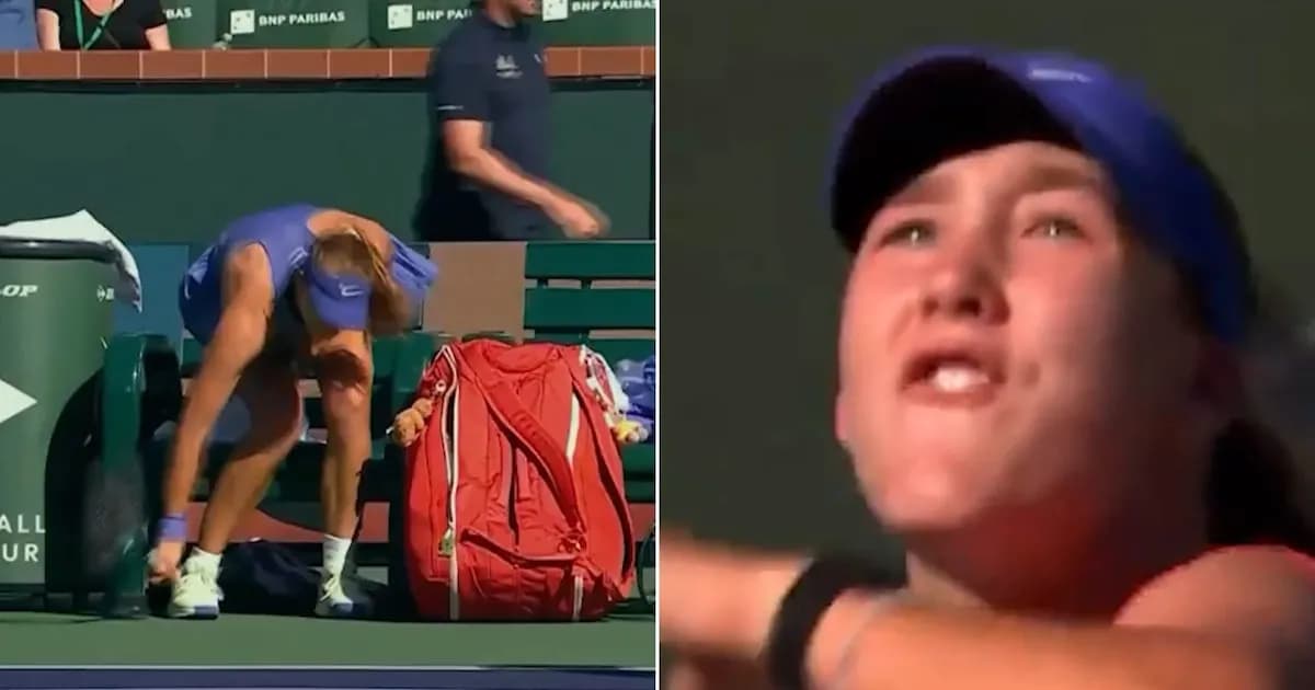 Mirra Andreeva reacciona con furia tras su caída en Indian Wells frente a Siniakova
