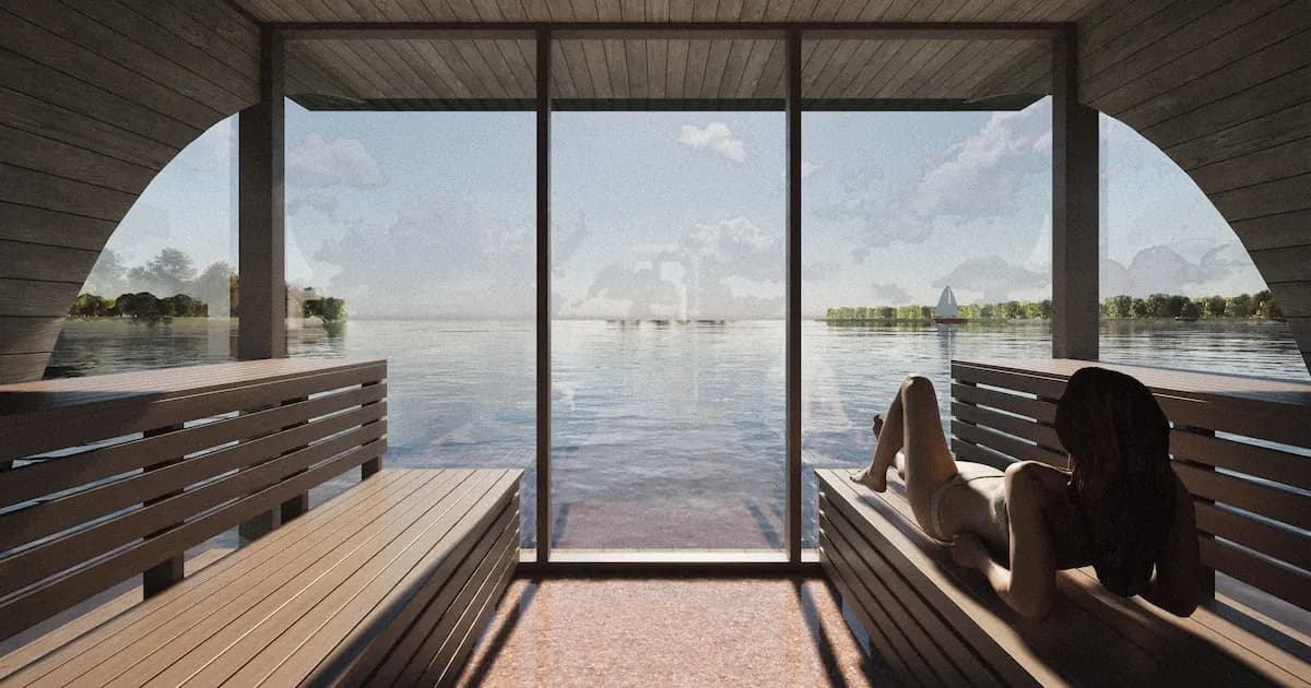 Inauguran en Nueva York una sauna flotante inspirada en tradiciones nórdicas