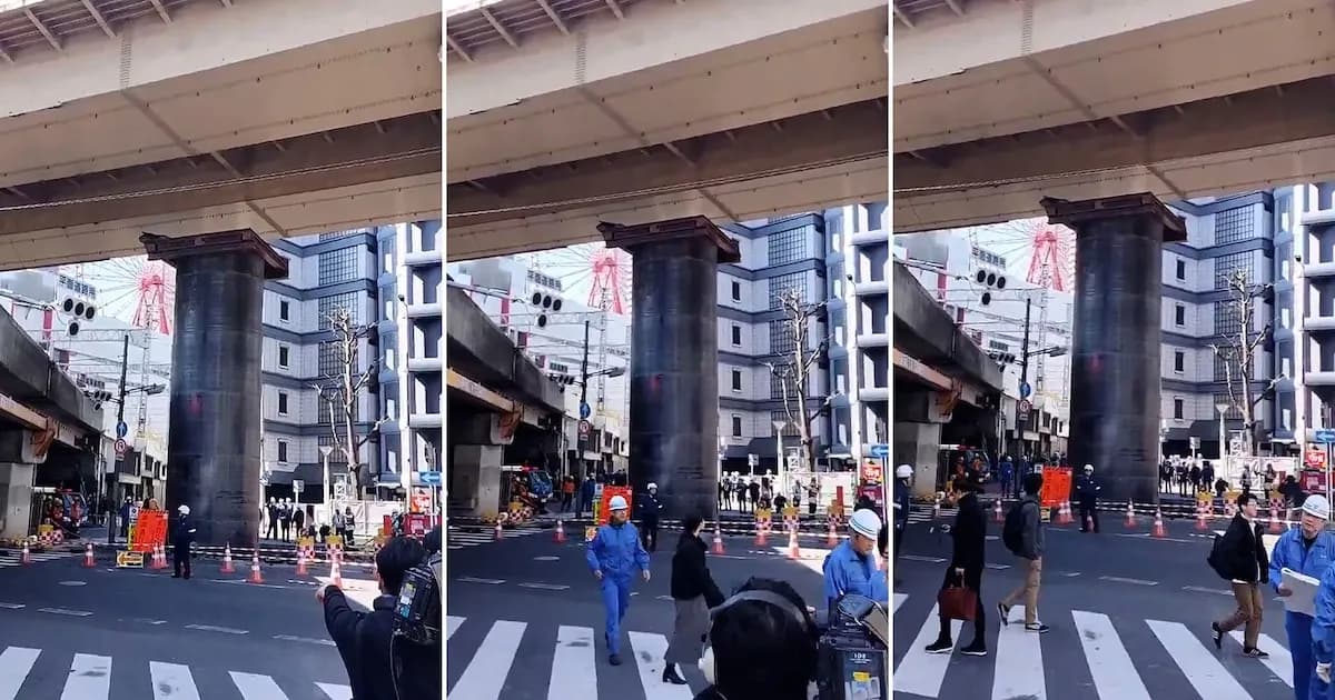 Sorprendente aparición de una tubería en Osaka causa caos en el tráfico