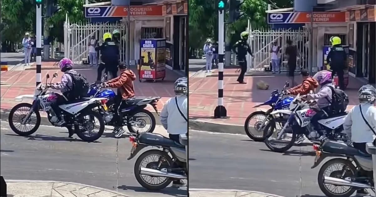 Policía en Barranquilla utiliza una técnica de artes marciales para controlar a un agresor