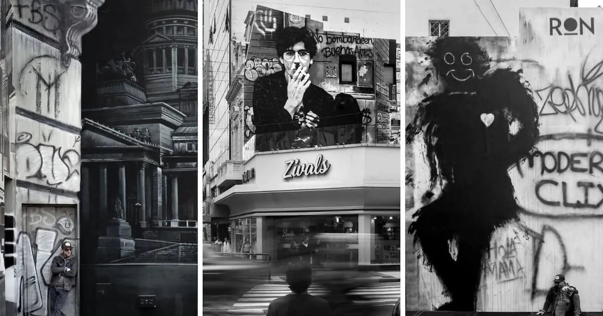 Un homenaje a Charly García: un mural monumental transforma Corrientes y Callao