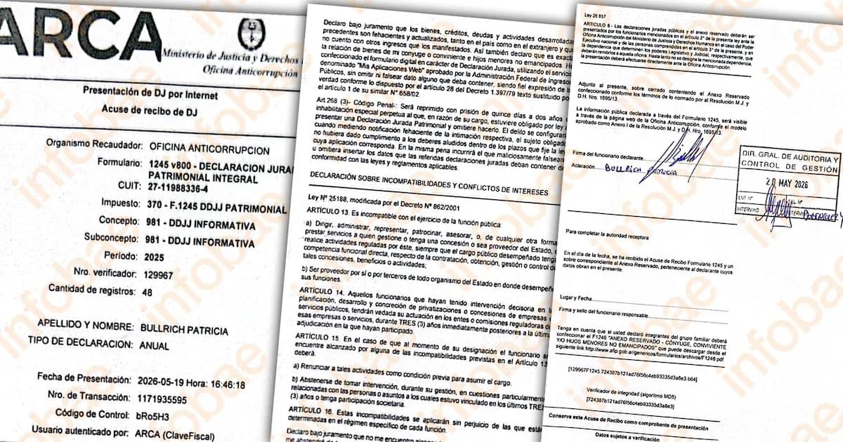 Bullrich presenta declaración jurada en medio de la controversia por Adorni