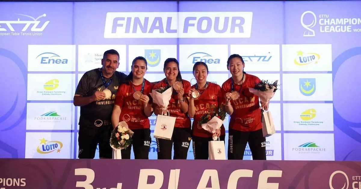 UCAM Cartagena finaliza en tercer lugar en la Champions League femenina de tenis de mesa