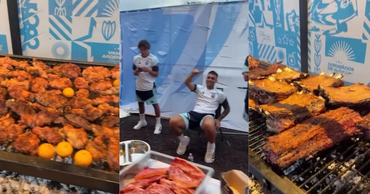Dibu Martínez comparte un asado en la concentración de la selección argentina previo al partido