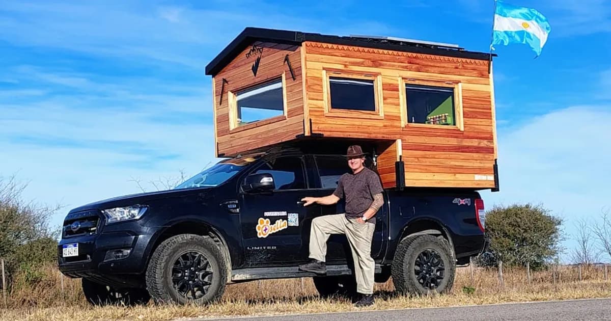 Un veterinario argentino convierte su camioneta en cabaña rodante y recorre el país