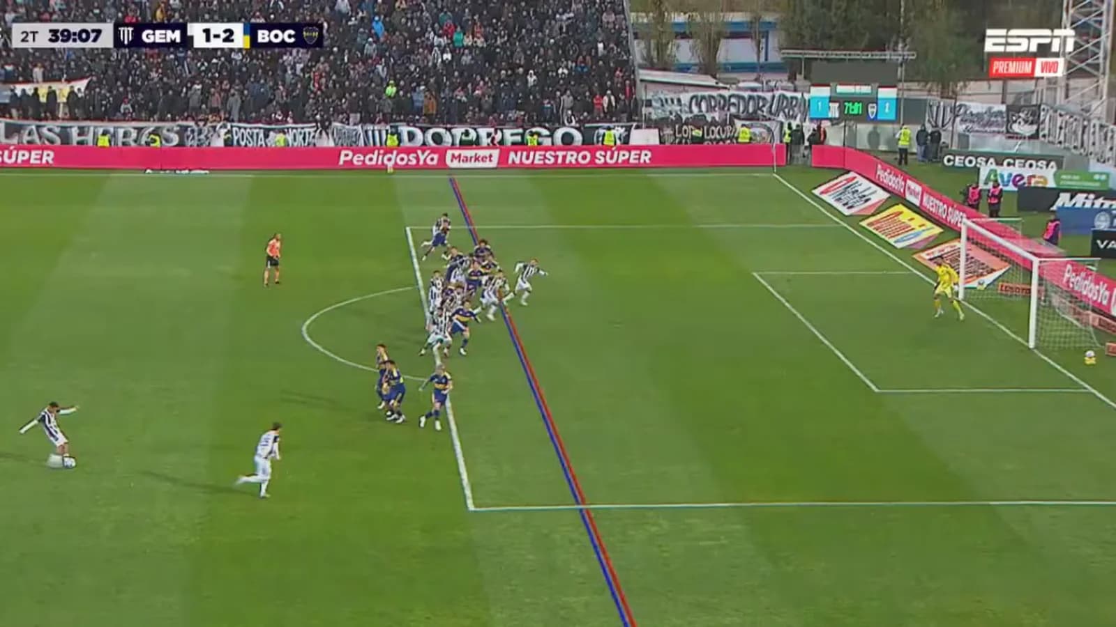 El VAR anuló un gol de Gimnasia de Mendoza ante Boca por fuera de juego