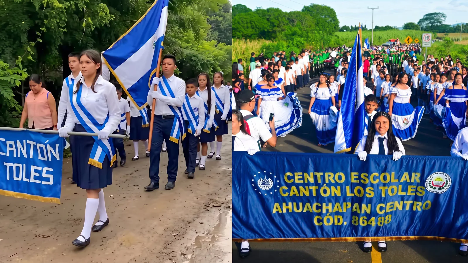 Los Toles celebró su desfile patrio sobre una carretera pavimentada