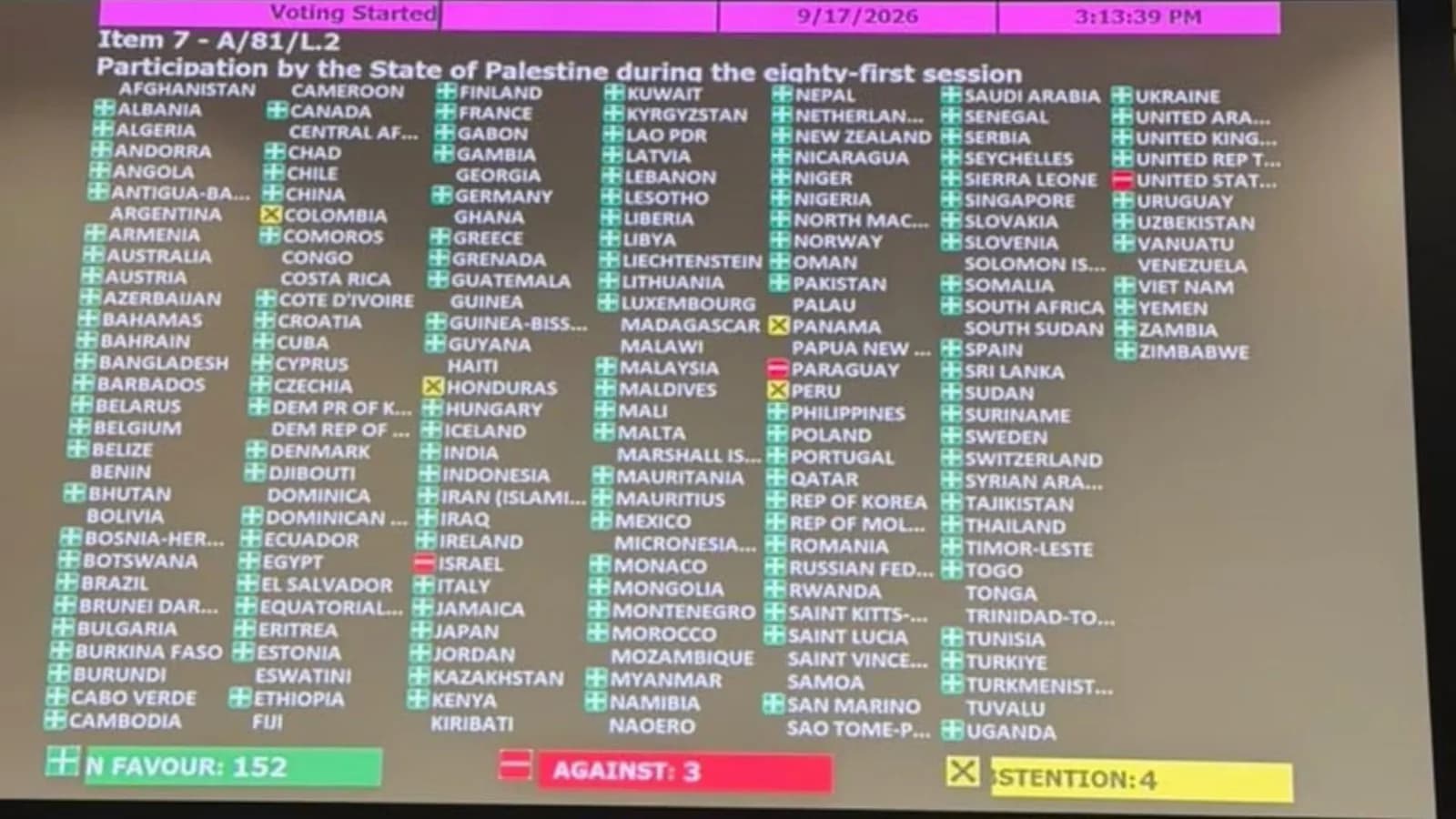 La ONU reclama a Estados Unidos permitir la participación palestina