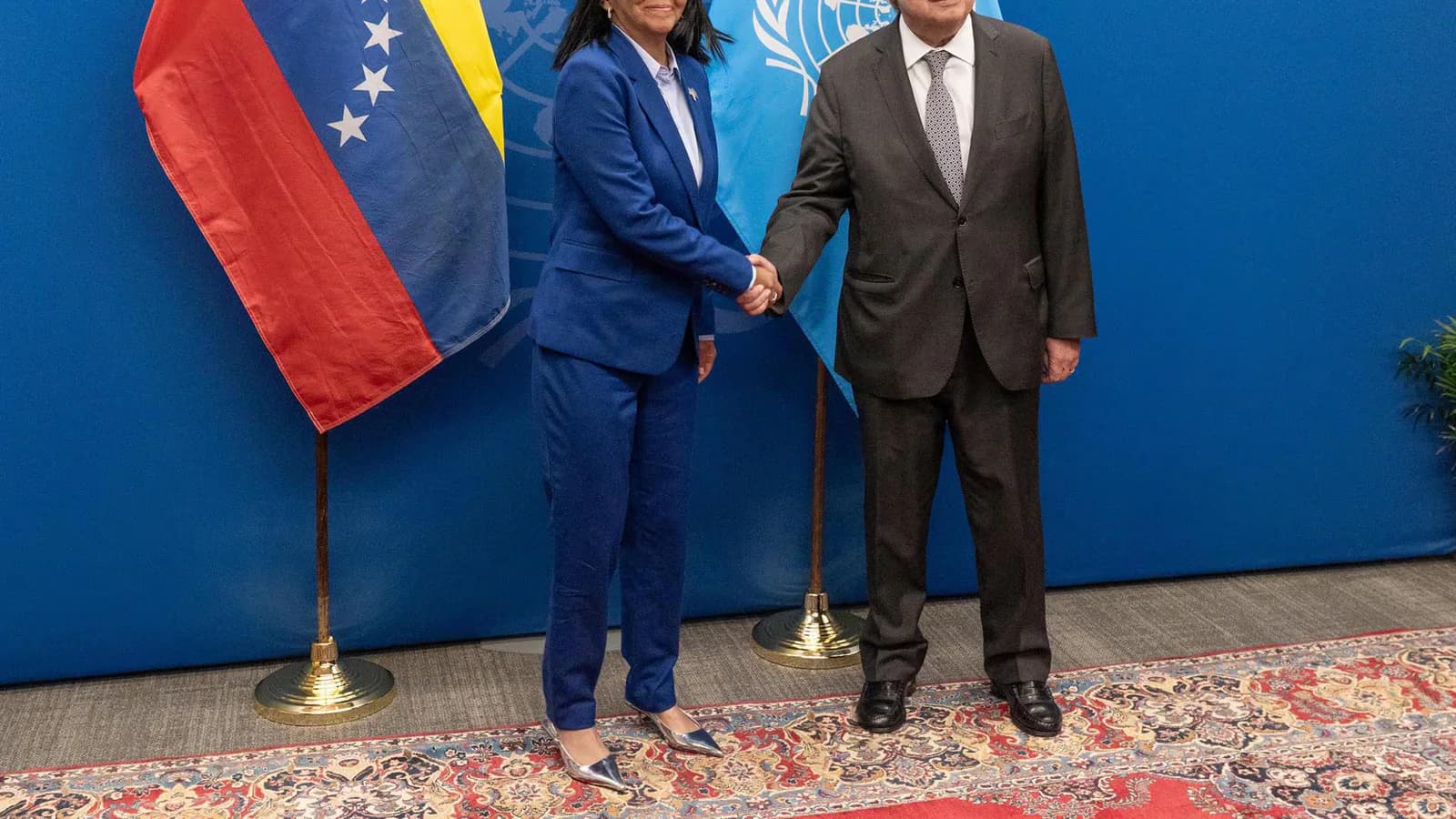 Guterres y Delcy Rodríguez analizaron la situación de Venezuela en Nueva York