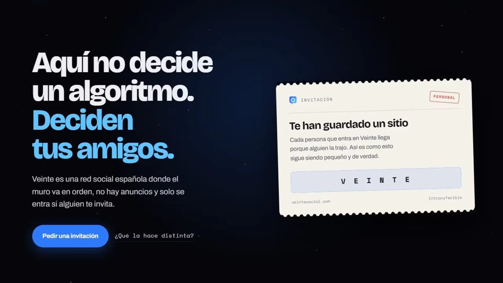 VeinteSocial, la red española que propone recuperar una experiencia sin algoritmos ni publicidad