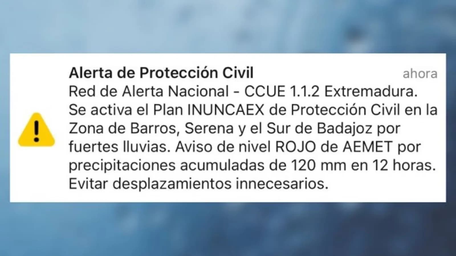 Extremadura activa un Es-Alert por lluvias intensas en Tierra de Barros y Badajoz