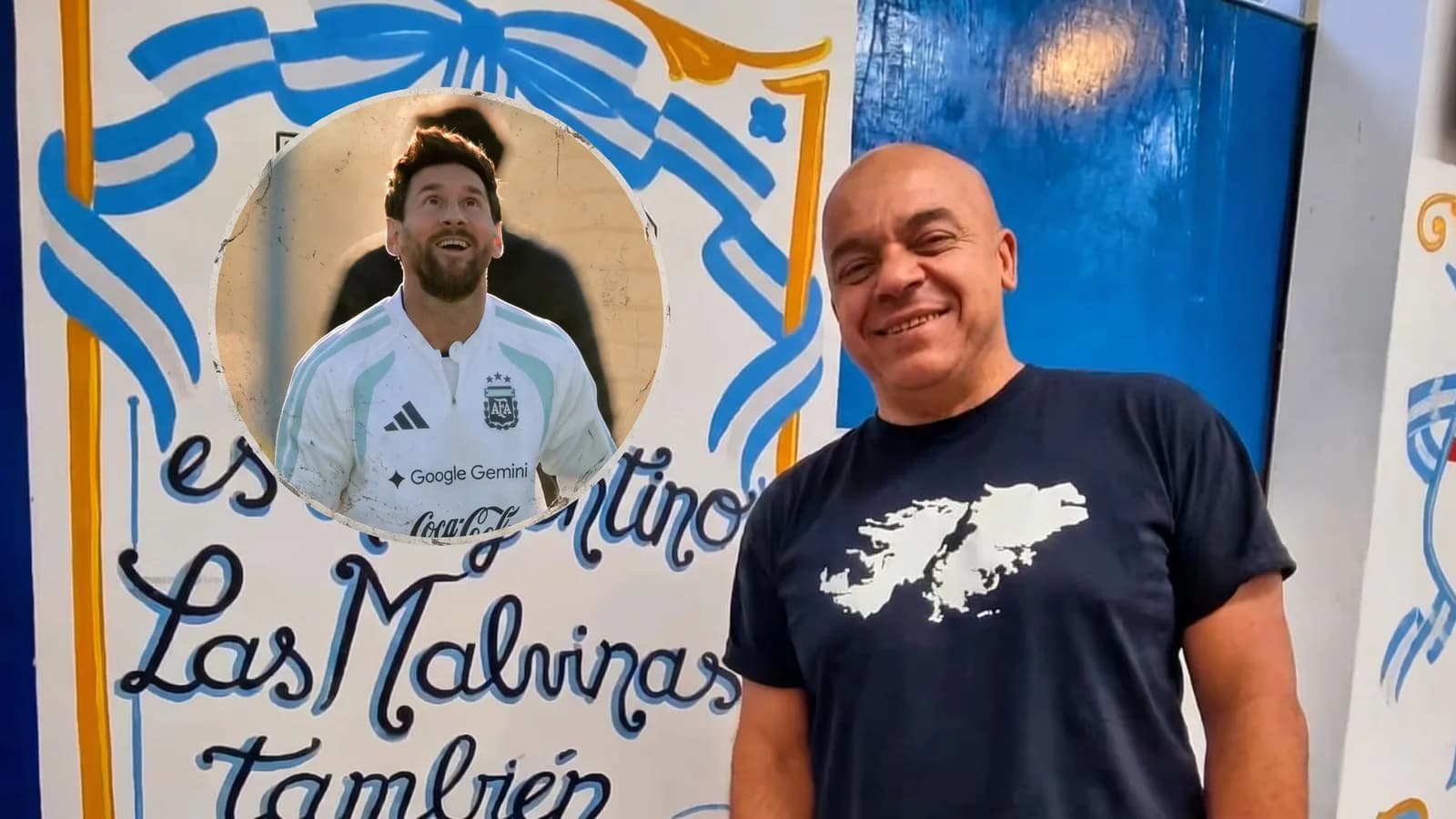 Fabio Santana cantará el himno en la despedida de Messi con una bandera de Malvinas