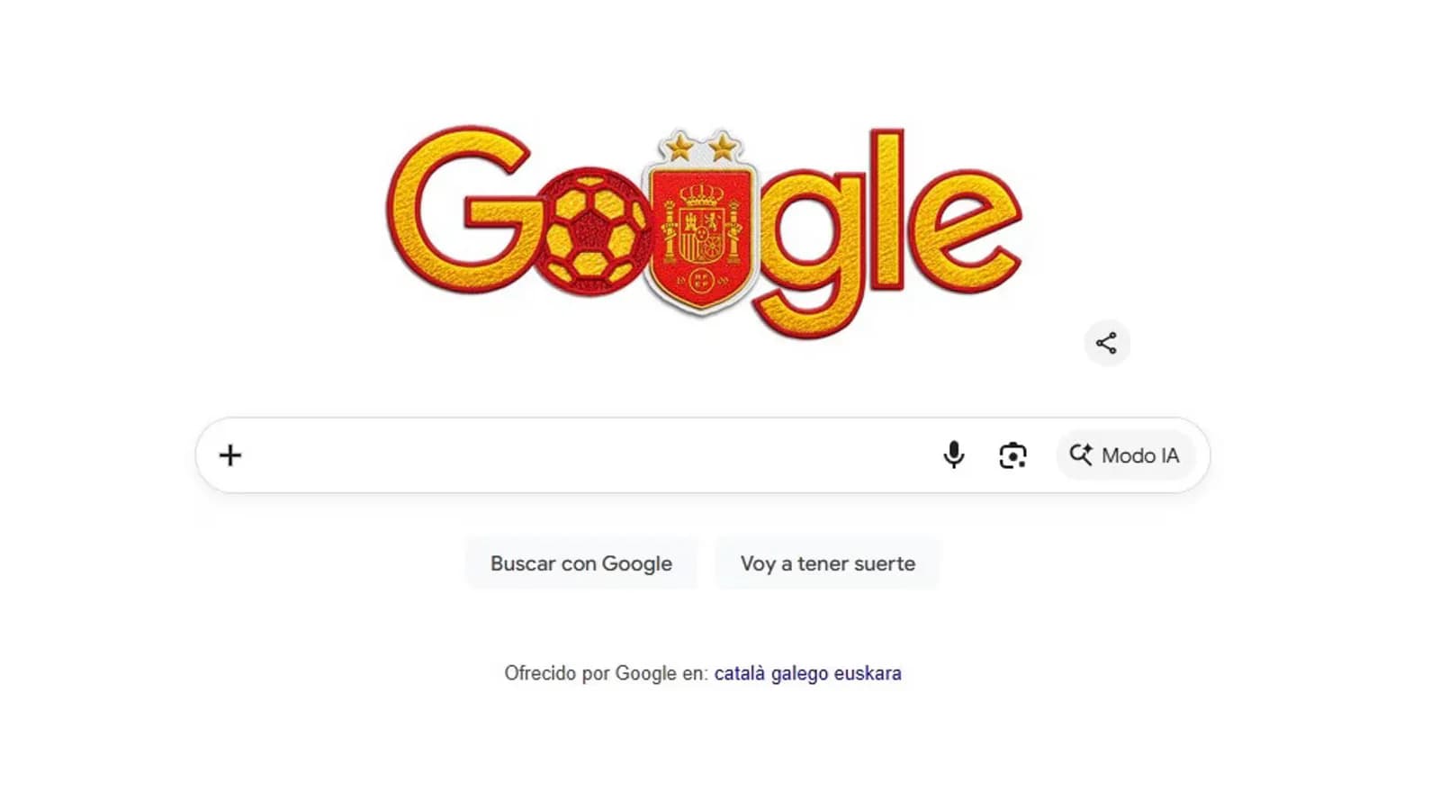 Google celebra el segundo Mundial de España con un logo teñido de rojigualda