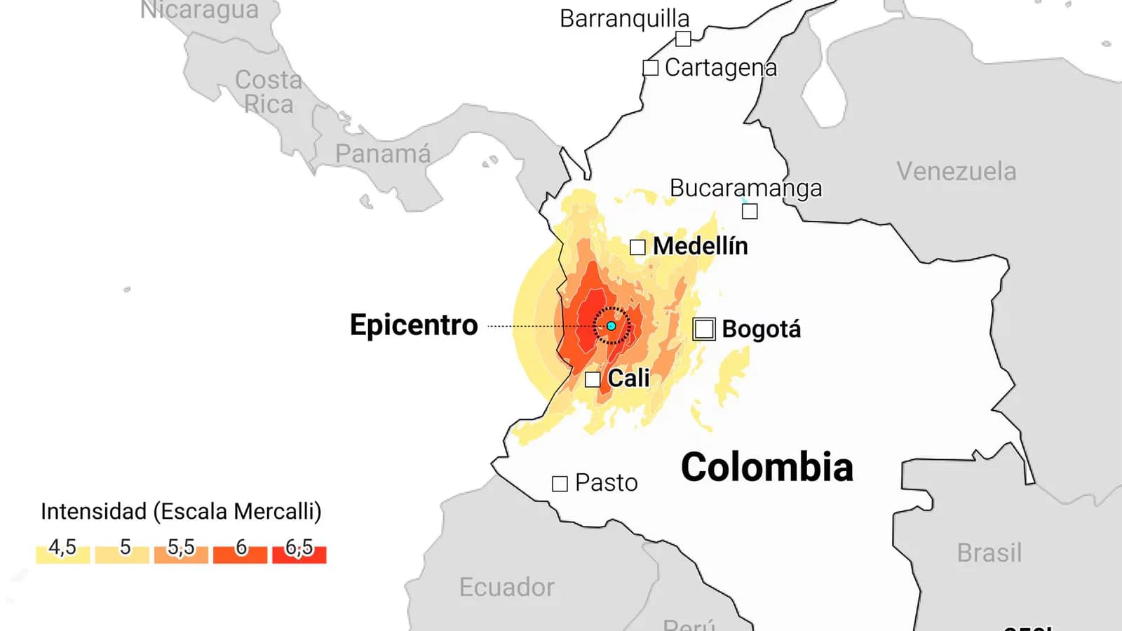 Un terremoto de magnitud 7,4 dejó al menos medio centenar de muertos en Colombia