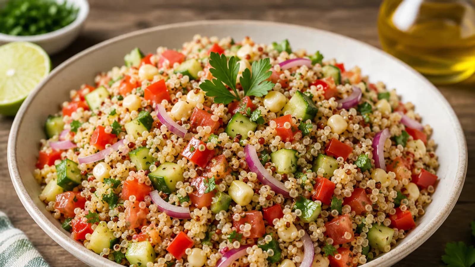 Cómo preparar una ensalada peruana de quinua fresca y nutritiva