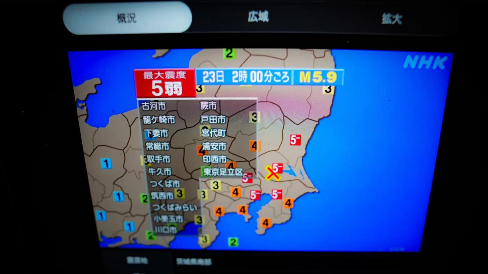 Un sismo de magnitud 5,9 se registró en la región de Tokio