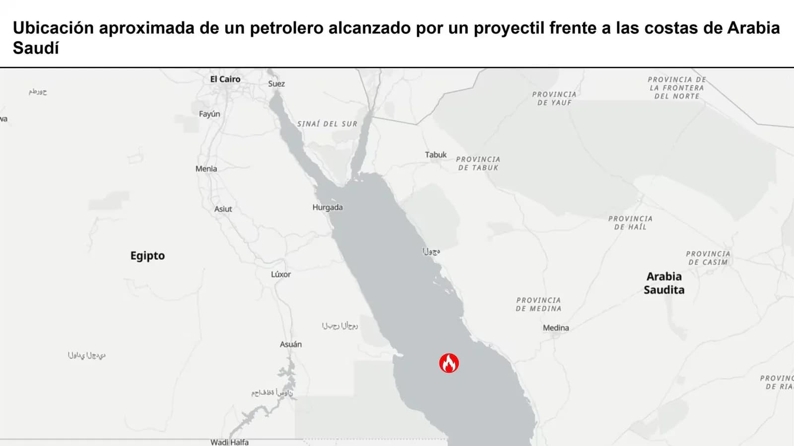 Incendio en un petrolero tras ser alcanzado por un proyectil cerca de Yanbu