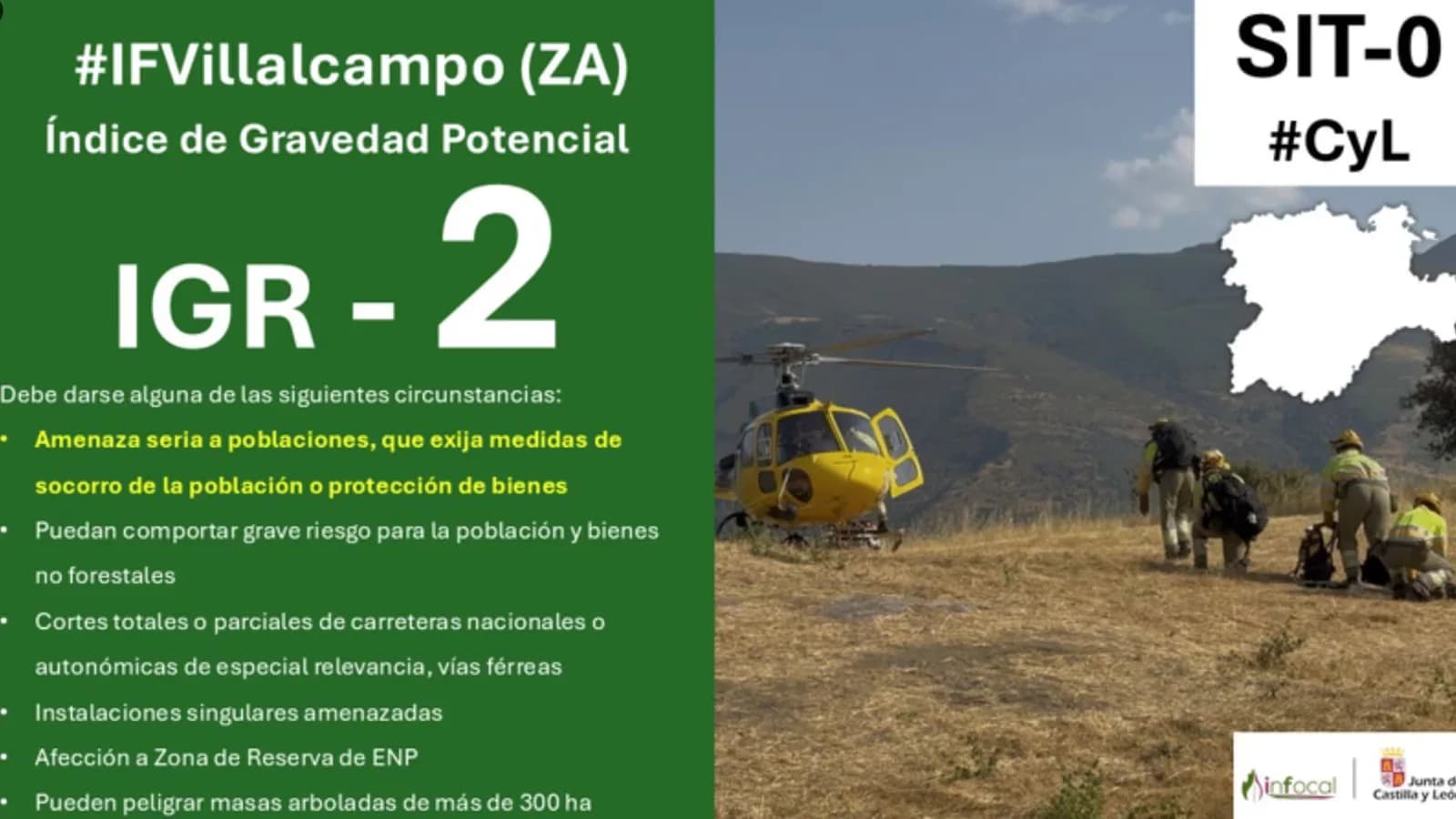 Declaran el nivel máximo de gravedad por un incendio en Villalcampo