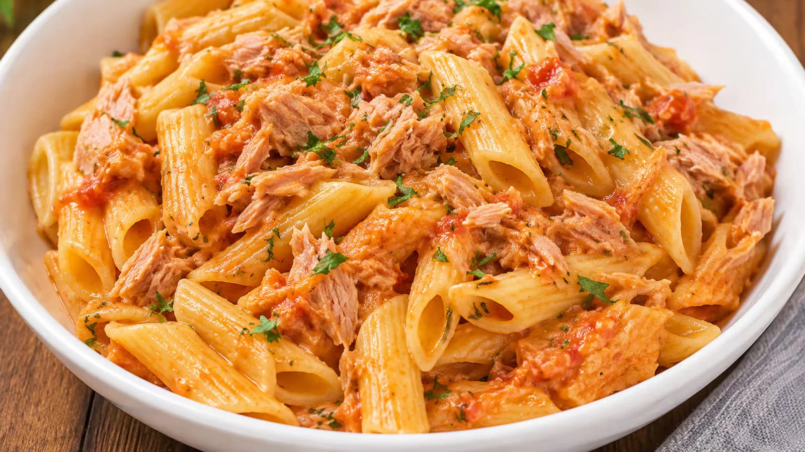 Macarrones con atún: receta rápida con tomate y salsa cremosa